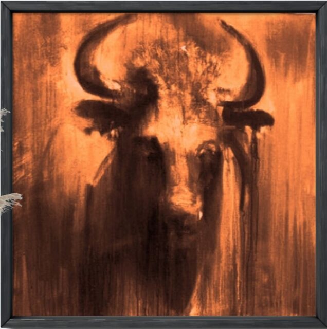 Toro, tecnica mista su tela